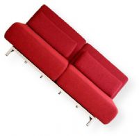 Wholesale Interiors LK06-2-D-06-RED Two Seat Sofa Chair Convertible Set, 71.5 inch W x 77.5 inch D x 10 inch H Bed, 16 inch H Seat, 5.25 inch H Leg, 15.25 inch W x 23.25 inch D Coffee Table, Innovative design allows for smaller footprint with greater sleeping surface, Each seat swivels independently to create various seating configurations, Hidden coffee table, Steel frame construction, UPC 878445002985 (LK062D06RED LK06-2-D-06-RED LK06 2 D 06 RED) 