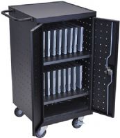 Luxor LLTP18-B Laptop/Chromebook Charging Station, Black; Perfect solution to charging and securing up to 18 laptop/tablets; Cabinet and laptop shelf come fully assembled; Rack shelves are 20"W x 16"D, Each shelf holds up to 9 laptop/tablets (12"H of top clearance); Bottom shelf space is perfect for storing accessories and equipment (4 1/2"H of top clearance); UPC 847210032793 (LLTP18B LLTP-18-B LLTP 18-B LLTP18) 