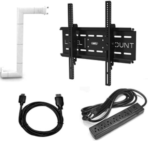 Level Mount LM55HDPS Tilt Large Flat Panel Mount Bundle, Fits Flat Panel TVs 26-57 and up to 200 Lbs., For Indoor/Outdoor use, UL Listed/Approved, A Level Mount Tilt TV Wall Mount, 6 Plug Power Surge, 10 HDMI cable and 10 Cord cover included, eliminates wires from dangling, can be painted match any decor, UPC 785014014228 (LM-55HDPS LM 55HDPS LM55-HDPS LM55 HDPS)
