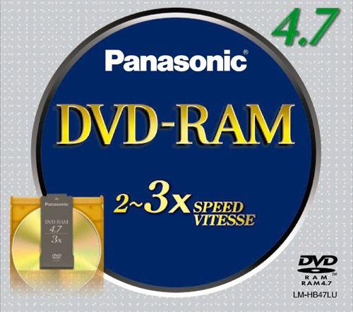 Panasonic LM-HB47LU Rewritable, 3x-Speed, Single-sided DVD-RAM Disc for Data, Recordable DVD-RAM Drives for Computers Formatted for, version 2.1/3x High-Speed Series, 3x Recording Speed, Cartridge with single-sided disc that can be removed Data Capacity: 4.7GB Type 2, About 1 hour High Picture Quality Recording Mode-XP, About 2 hour Standard Recording Mode-SP (LM HB47LU LMHB47LU)