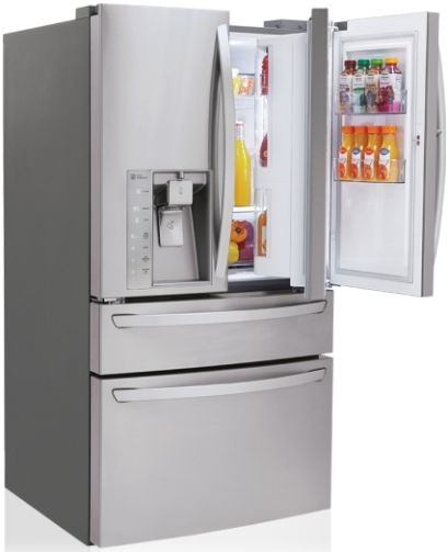 LG LMXS30776S Super Capacity 4-Door French Door Refrigerator with CustomChill Drawer, Stainless Steel, 30 cu.ft. Capacity, Door-in-Door, ColdSaver Panel, Slim SpacePlus Ice System, Contoured Doors with Matching Commercial Handles, SmartPull Freezer Handle, Hidden Hinges, Premium LED Interior Light, EasyReach Bins, UPC 048231786201 (LM-XS30776S LMX-S30776S LMX-S30776S LMXS 30776S)