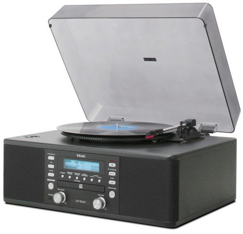 TEAC LP-R400 Turntable CD Recorder & Radio, 3-speed Turntable (33, 45, 78 RPM), Drawer-type CD Player, Supports CD-R/RW Recording (Phono to CD, AUX to CD), PLL Synthesized AM/FM Stereo Tuner, Stereo Speakers, LCD Display with Backlight, Headphone Jack, Remote Control, Rotary Volume Control (LPR400 LP R400 LPR-400)