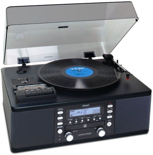Teac LPR-550USB Recorder with Cassette and Turntable, Black; Allows easy recording of records, cassettes, radio, and auxiliary audio input to CD-R/RW; Record LPs, CDs, radio, and cassettes to PC via a USB connection; 3.5 W + 3.5 W amplifier and bass-reflex type stereo speakers designed for music; UPC 043774027651 (LPR550USB LPR 550USB LP-R550USB LPR-550-USB)