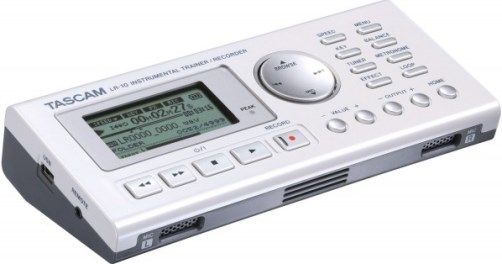 Tascam LR-10 Instrumental Trainer/Recorder; Records 44.1kHz/16-bit WAV files; Playback 16 or 24-bit WAV files or MP3 files; Stereo Microphone; Internal Speaker; SD/SDHC card media slot with included 2GB card; Overdub recording allows sound-on-sound build up of an arrangement; Loop playback using dedicated buttons; UPC 043774026173 (LR10 LR 10)