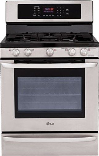 LG LRG3095ST Large Capacity Free Standing Gas Range, Superboil 17,000 BTU Burner, Convection Oven, Flat Broil Heater, Brilliant Blue Interior, 5 High Performance Sealed Burners, Stainless Steel Color, WideView Window, Electronic Clock & Timer, 5.4 cu ft Capacity (LRG3095ST LRG-3095ST LRG-3095-ST LRG3095-ST LRG3095 ST LRG 3095ST LRG 3095 ST)