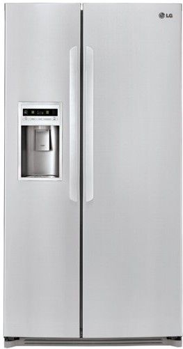 LG LSC27914ST Side-By-Side 26.5 cu.ft. Refrigerator with Ice and Water Dispenser, Stainless Steel, 16.2 cu.ft. Refrigerator Capacity, 10.2 cu.ft. Freezer Capacity, Contoured Doors with Matching Handles, Hidden Hinges, 2 Slide-Out, 1 Fixed Spill Protector, Tempered Glass Shelves, 4 Door Baskets (3 Adjustable Gallon Size) and Dairy Corner, UPC 048231783347 (LSC-27914ST LSC 27914ST LSC27914S LSC27914)