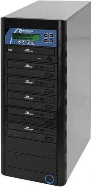 Microboards LS DVDPRM PRO05 CopyWriter Pro LightScribe DVD Duplicator, Stand Alone, Computer Data Source, 24x DVD and 48x CD Read Speed, 24x DVD and 48x CD Duplication Write Speed, 5 Disk Capacity, 1x DVD-ROM and 5x DVD Burners Drive Configurations, Tray Disk Loading Method, Internal 320GB hard drive stores disc images, DVD-R, DVD-RW, DVD-R DL, DVD+R, DVD+RW, DVD+R DL, CD-R, CD-RW Recordable Formats, 4.7