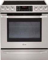 LG LSES302ST Slide-in Electric Range, 30" Width, Radiant Cooktop Specifications Type, 5 No. of Radiant Elements, 6"/9" / 1,400W/3,000W Left Front Element, 6" / 1,200W Left Rear Element, 6" / 100W Center Rear Element - Warming Zone, 6"/9"/12" / 1,100W/2,200W/3,000W Right Front Element, 6" / 1,200W Right Rear Element, 5.4 Cu. Ft. Capacity, Self-Cleaning Oven Specifications Type, UPC 048231316705 (LSES302ST LSES-302-ST LSES 302 ST) 