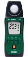 Extech LT40 LED Light Meter; Measure white LED and Standard Lighting in Lux or Foot-Candle (Fc) units; Built-in sensor with protective cover; 4000 count LCD display; Cosine and color corrected measurements; Min/Max Average and Auto Power Off; Complete with built-in sensor with protective cover, 2 AAA batteries and pouch; UPC 793950470145 (LT-40 LT 40) 