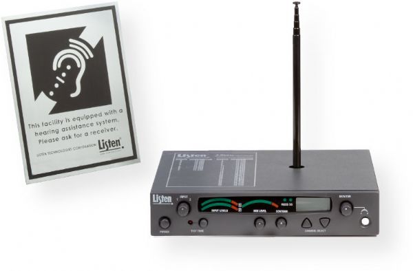 Listen Technologies LT-800-072-P1 Stationary RF Transmitter Package 1, 72 MHz; Combining our LT-800-072 Stationary RF Transmitter with the LA-106 Telescoping Top-Mounted Antenna and LA-304 Assistive Listening Notification Signage Kit, this complete package makes it easy to get your 72 MHz system installed and available to listeners right away; UPC LISTENTECHNLOGIESLT800072P1 (LT800072P1 LT-800072P1 LT800-072P1 LT800072-P1 LISTENTECHLT800072P1 LISTENTECH-LT800072P1)