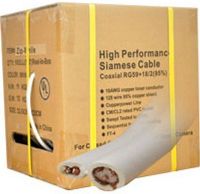 LTS LTAC2035-ZW High Performance Siamese Cable, White, 500 FT Length, RG59 Coaxial 95% Braided + 18/2 (Jacket Wrapped), 18 AWG Copper Shield (All Copper), CM/CL2 Rated PVC Jacket, Sequential Foot/ Zone Marking, UL Listed, FT-4 (LTAC2035ZW LTAC2035 ZW LTA-C2035 LTAC-2035 LT-AC2035) 