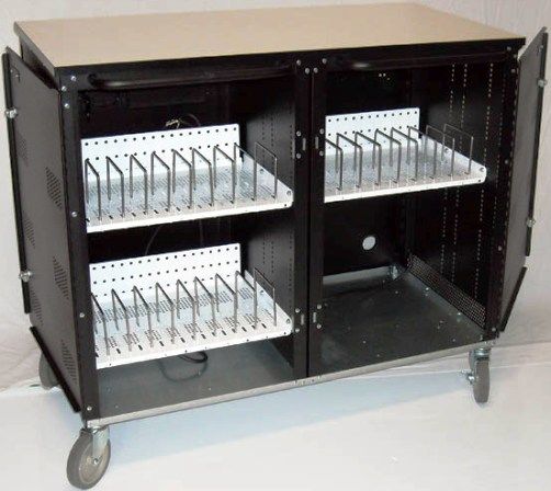 HamiltonBuhl LTBK-24 Twenty-four Bay Full Size Laptop and Netbook Charging & Storage Cart, All steel with 3/4