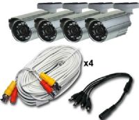 LTS LTCB4C8415VD Four-Pack Night Vision Camera with 4x 60ft Premade Cable & Power Adaptor with Splitter Cable, PixelPlus 1/3" CCD Image Sensor, Effective Pixels NTSC 640(H) x 480(V), Horizontal Resolution 520 TVL, 3.6mm Fixed Lens, 24 pcs IR LEDs, 50ft IR Distance, AES Iris, ICR, NTSC/PAL Video System, Video Scanning 2:1 Interlace (LT-CB4C8415VD LTC-B4C8415VD LTCB-4C8415VD) 
