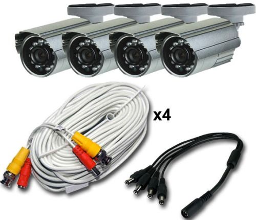 LTS LTCB4C8415VD Four-Pack Night Vision Camera with 4x 60ft Premade Cable & Power Adaptor with Splitter Cable, PixelPlus 1/3