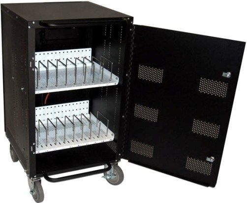 HamiltonBuhl LTFS-16 Sixteen Bay Laptop and Netbook Charging & Storage Cart, 2 Configurable wire slot dividers adjustable at 1/2