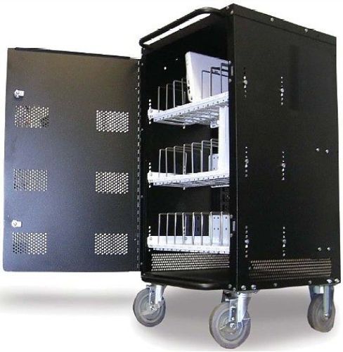 HamiltonBuhl LTMN-27 Netbooks/Mini Laptop 27 Bay Charging and Storage Cart, Safely transports and recharges the latest 7 wide laptops, such as Netbooks and Mini Laptops, Designed to safely charge half of the laptops in cart at a time and secure cart to the wall, 20 X 20 foot print 100% all steel construction with black powder coating, UPC 734055170028 (HAMILTONBUHLLTMN27 LTMN27 LTMN 27)