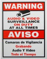 LTS LTSIGNB Plastic CCTV Security Warning Sign 11 X 9 Inches, Environmentally Safe Product and Weather Resistance, Text: Audio & Video Surveillance on Duty at All Times (LT-SIGNB LT SIGNB LTS-IGNB) 