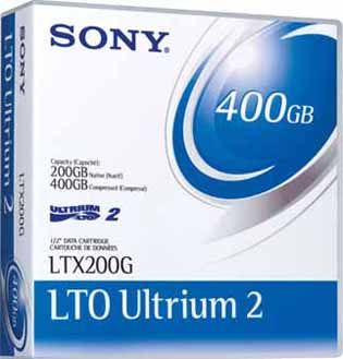 Sony LTX200G LTO Ultrium 2 Tape Cartridge, Native Capacity 200 GB, Compressed Capacity 400 GB, Tape Length: 1998.03 ft (608.99 meters), Tape Width: 0.5