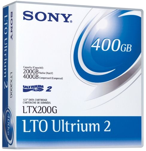 Sony LTX200GWW LTO Ultrium 2 200GB Native/400GB Compressed Data Cartridge, Transfer Rate 80 MB/s, SFF 1/2-Inch Configuration, Metal Particle Media Technology, Dimensions 102.0 x 105.4 x 25.4mm (LTX-200GWW LTX 200GWW LTX200GW LTX200G LTX200 LTX800 LTO-2 LTO2)
