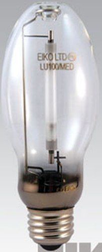 Eiko LU35/MED model 15300 High Pressure Sodium Light Bulb, 52 Volts, 35 Watts, Clear Coating, 5.44/138.0 MOL in/mm, 2.17/55.0 MOD in/mm, 16000 Average Life, 2250 Approx Initial Lumens, 2025 Approx Mean Lumens, 3.44/87.0 LCL in/mm, 2100 Color Temperature Degrees of Kelvin, ED-17 Bulb, E26 Medium Screw Base, S76 ANSI Ballast, 21 CRI, Universal Burning Position, UPC 031293153005 (15300 LU35MED LU35 MED LU35-MED EIKO15300 EIKO-15300 EIKO 15300) 