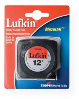 Lufkin Y8212 Economy 12' Tape Measure; Yellow clad tapes with black and red markings on one side; Lightweight, high-strength black matte finish case; Graduations in feet and inches to 0.0625 on the top edge, in inches to 0.0625 on the bottom edge (first 12" to 0.03125), and 16" center studs printed in red; 0.5" wide; Shipping Weight 0.25 lb; Shipping Dimensions 9.75 x 3.25 x 0.12 in; UPC 037103457981 (LUFKINY8212 LUFKIN-Y8212 TAPE MEASURE ENGINEERING) 