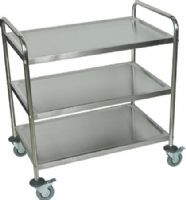 Luxor ST-3 Stainless Steel With 3 Shelf Cart, Constructed of 22 gauge steel, Retaining lip around each shelf, 4" casters, two with locking brake, Wide enough for two bussing tubs, 200 lb weight capacity, 10 1/2" clearance between each shelf, Overall dimensions 33 1/2"Wx21"Dx37"H, UPC 847210024552 (LUXORST3 LUXOR-ST3 ST3 ST 3) 