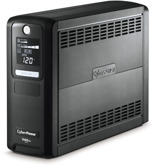 CyberPower LX1100G Battery Backup; Black; Typical applications are for Desktop Computers, Home Networking/VoIP, Personal Electronics, Home Theater Devices; 1000VA / 600W; Line Interactive Topology; AVR and GreenPower UPS; Multifunction LCD Panel; Mini-Tower Form Factor; UPC 649532613533 ( LX 1100G LX1100 G LX-1100G UPS-LX1100G LX1100G-UPC BACKUP-LX1100G)