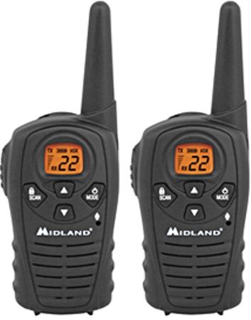 Midland LXT114 Compact Two-way Radio, 22 FRS and GMRS Channels, Frequency band 462.550 ~ 467.7125 MHz, Up to 18 Mile Range, Channel Scan, Auto Squelch, eVOX - 1 Sensitivity Level, Keypad Lock, Auto Squelch, Keystroke Tones, Water Resistant, Mic and Headphone Jacks, Charges through the headset jack, Battery Life Extender, UPC 046014501041 (LXT-114 LXT 114 LX-T114)