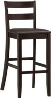 Linon 01867ESP-01-KD-U Triena  Soho Bar Stool, Black wipe clean vinyl padded seat, Fits beautifully into a casual or formal decor, Rubber wood, bentwood, PVC and CA fire foam construction, Solid construction and quality craftsmanship, Triena collection, 30'' Height Seat dimension, 275 lbs Weight Limits, 43'' H x 17'' W x 21.5'' D, UPC 753793844800 (01867ESP01KDU 01867ESP-01-KD-U 01867ESP 01 KD U) 