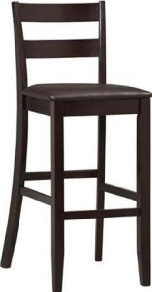 Linon 01867ESP-01-KD-U Triena  Soho Bar Stool, Black wipe clean vinyl padded seat, Fits beautifully into a casual or formal decor, Rubber wood, bentwood, PVC and CA fire foam construction, Solid construction and quality craftsmanship, Triena collection, 30'' Height Seat dimension, 275 lbs Weight Limits, 43'' H x 17'' W x 21.5'' D, UPC 753793844800 (01867ESP01KDU 01867ESP-01-KD-U 01867ESP 01 KD U)