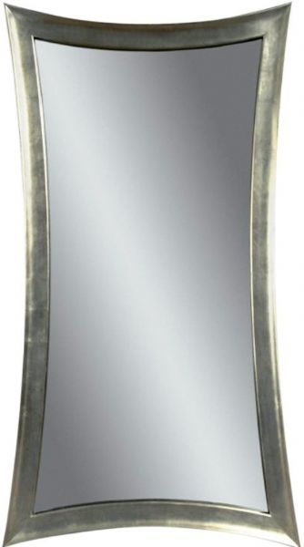 Bassett Mirror M1762EC Contemporary Curved Silver Leaf Mirror, Hour-glass shape, Wall mirror, 48