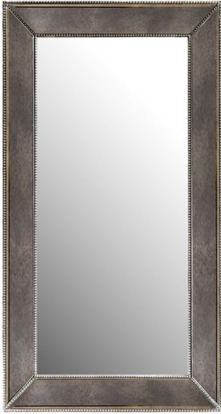 Bassett Mirror M1946BEC Beaded Wall Mirror, Antique silver finish, Premium all wood frame, Lovely bead detail, Fully perimeter beveled glass, 48