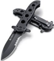 CRKT M21-14SFG Carson G10 Handle Veff Serrations Folding Tactical Knife, 3.99" Blade Length, 0.14" Blade Thickness, 8Cr14MoV Material, 58-59 Blade-HRC, Titanium Nitride Finish, Hollow Grind, Deep-Bellied Spear Point, Veff Serrations Edge, G10 Handle Material, 420J2 Handle Liner, Locking Liner, AutoLAWKS Safety System, UPC 794023001884 (M2114SFG M21 14SFG) 
