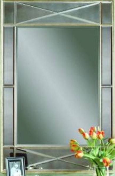 Bassett Mirror M2180BEC Borghese Campagna Rectangular Wall Mirror, Silver Finish, Rectangular Frame Shape, Framed, Traditional Style, Wall Mirrors Type, 40