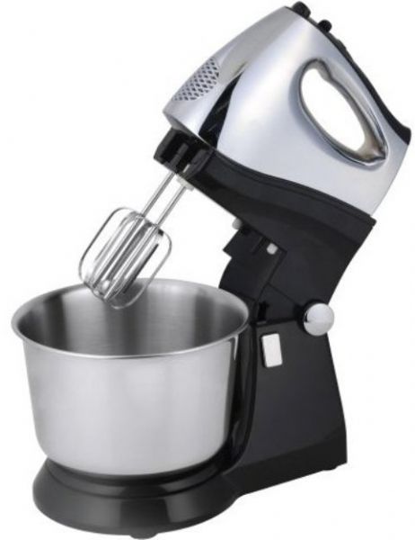 Kalorik M-21847 Stand Mixer, 200 Watt, 5 speed + Turbo, Turbo for an extra speed level, Pulse function, Chrome plated hooks & beaters, Rotating stainless steel bowl, Chrome housing mixer, Oil sprayed top handle cover, UPC Code 877340001000 (M 21847 M21847)