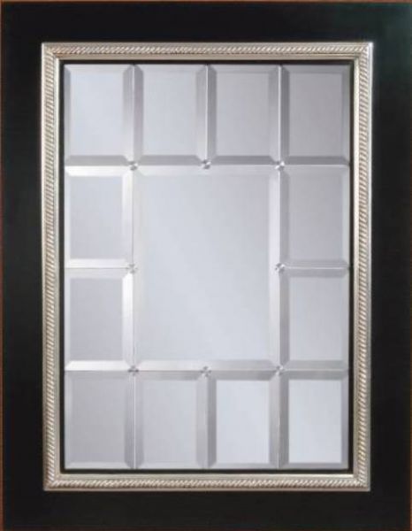 Bassett Mirror M2241BEC Fiona Wall Mirror, High-quality wood construction, Stylish black and silver-leaf frame, Wood Material, Transitional Style, 42