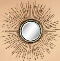Bassett Mirror M2614BEC Transitions Marcello Wall Mirror, Gorgeous silver finish, Wall mirror, Sunburst design, Crafted from metal and glass, Belongs to Transitions Collection, 50" H x50" W, UPC 036155291888 (M2614BEC M-2614B-EC M 2614B EC M-2614-B M 2614 B) 