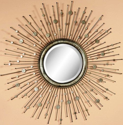 Bassett Mirror M2614BEC Transitions Marcello Wall Mirror, Gorgeous silver finish, Wall mirror, Sunburst design, Crafted from metal and glass, Belongs to Transitions Collection, 50