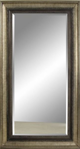 Bassett Mirror M2633BEC Transitions Galindo Leaner Mirror in Antique Silver, All wood Frame Construction, Premium Antique Silver and Bronze Finish, Decorative Braided Carving Detail, Wood; Glass Material, 83
