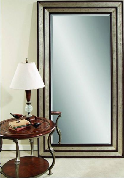 Bassett Mirror M2824BEC Transitions Cyrus Leaner Mirror, All Wood Frame, Silver and Merlot Finish, Leaner Design, 46