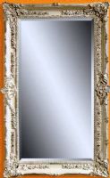 Bassett Mirror M2935BEC Old World Garland Wall Mirror, Premium Antique White Rubbed Finish, Lovely Drape and Floral Motif, Perimeter Beveled Mirror Glass, 41" H x 68" H,  UPC 036155292137 (M2935BEC M-2935-BEC M 2935 BEC M2935B M-2935-B M 2935 B) 
