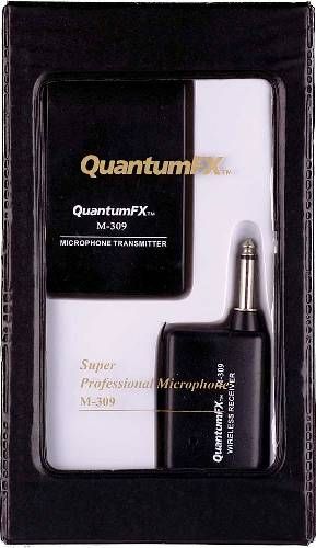 QFX M-309 Wireless Dynamic Professional Unidirectional Dynamic Microphone, Black, Two Microphones Wireless Microphone System, Works with Karaoke and PA, Lapel Microphone, Headset Microphone, Receiver, Transmitter, 9V and AA Battery Included, Frequency Response 80-12500Hz, Effective Range 15 to 30 Meter, Gift Box Dimensions 9.25