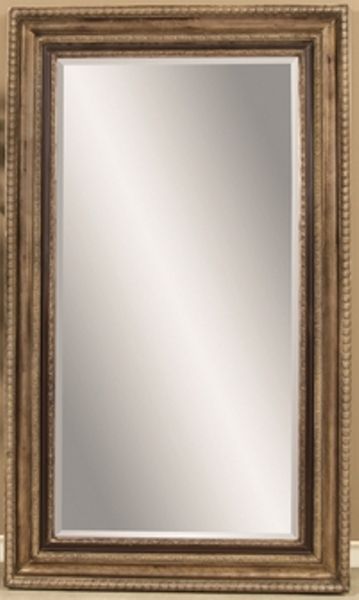 Bassett Mirror M3105BEC Old World Sergio Leaner Mirror, High-quality wood construction, Beaded, stately frame with Champagne, black finish, Beveled, rectangular leaning floor mirror, 50