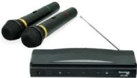 QFX M-336 Wireless Twin-Pack Dynamic Professional Microphone System, Black, Works with Karaoke and PA, 9V Battery Operate Microphone, Dual Signal Indicator, Telescoping Antennas, 2x9V Battery Included, Frequency Range VHF/FM 109-120Mhz, Frequency Response 100-1000Hz, Frequency Output Power 8mW, Deviation Range 30KHz, UPC 606540002254 (M336 M 336) 