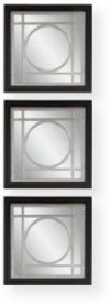 Bassett Mirror M3399EC Three Square Wall Mirrors, Black/Silver Finish, Rectangular Frame Shape, Framed, Mirror Material, Decor Room, Traditional Style, Wall Mirrors Type, 16" W x 16" H, UPC 036155293127 (M3399EC M-3399-EC M 3399 EC  M3399 M-3399 M 3399) 