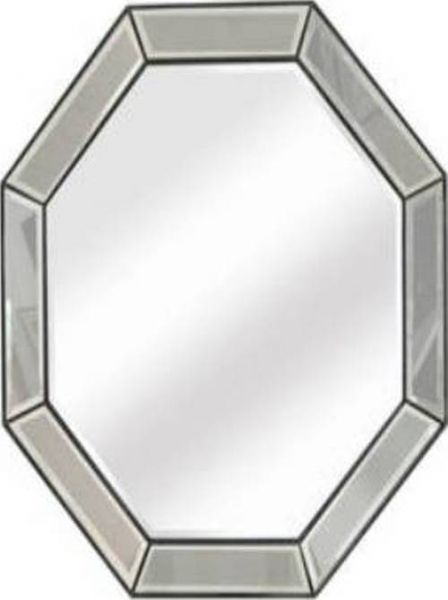 Bassett Mirror M3450BEC Hollywood Glam Beaded Octagon Wall Mirror, Silverleaf Finish, Octagon Frame Shape, Framed, Mirror Material, Decor Room, Traditional Style, Wall Mirrors Type, 44