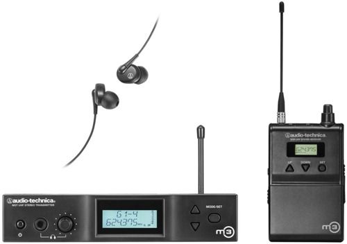 Audio-Technica M3L Model M3 Wireless In-Ear Monitor System, Operating frequency 575000  608000 MHz, Minimum frequency step 25 kHz, Maximum deviation +/-40 kHz, Dynamic range 90 dB, 1321 selectable UHF channels with automatic frequency scanning, Up to 16 simultaneous systems per frequency band (M3-L M-3L)