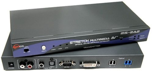 Opticis M5-2A2-TR Optical DVI/RS-232/Audio extender, up to 2km over 4 fibers, up to WUXGA, Extends DVI, Audio and RS232 up to 2 km if using smart DDC ready button on front panel, Extends HDMI, Audio and RS232 up to 200 m with DDC/HDCP (M52A2TR M5 2A2 TR)