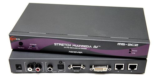Opticis M5-2C2-TR DVI/RS-232/Audio over Cat 5 Extension Module, up to 50m, up to WUXGA, Extends DVI, Audio and RS232 up to 50m, Extends HDMI, Audio and RS232 up to 50 m with DDC/HDCP, Audio interface Selectable RCA, SPDIF (Optic) or SPDIF (Coaxial) (M52C2TR M5 2C2 TR)