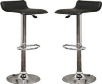 Wholesale Interiors M-90022-BLACK Vita Black Faux Leather Modern Bar Stool, Modern bar stool, Black faux leather seat, Light foam cushioning, Steel base with chrome finish, Black plastic protective ring, Height adjustable, 360 degree swivel, UPC 878445009984, 31" Seat Height, Price per Unit, Can only be purchased in Sets of 2 (M90022BLACK M-90022-BLACK M 90022 BLACK) 
